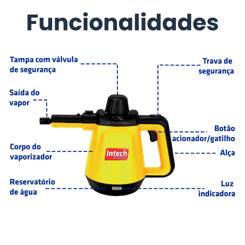Limpador à Vapor + 9 acessórios + Frete Grátis na sua 1ª compra